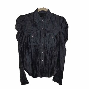 Anna Sui button up puff sleeve western shirt